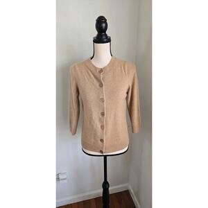 Talbots beige tan cashmere cardigan sweater medium